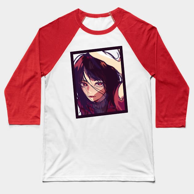 Sun Kissed Anime Portrait Tilted Frame Pop Graphic Illustration Tee Baseball T-Shirt by Samshii